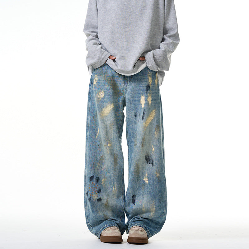 Splashed ink paint on jeans