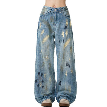 Splashed ink paint on jeans